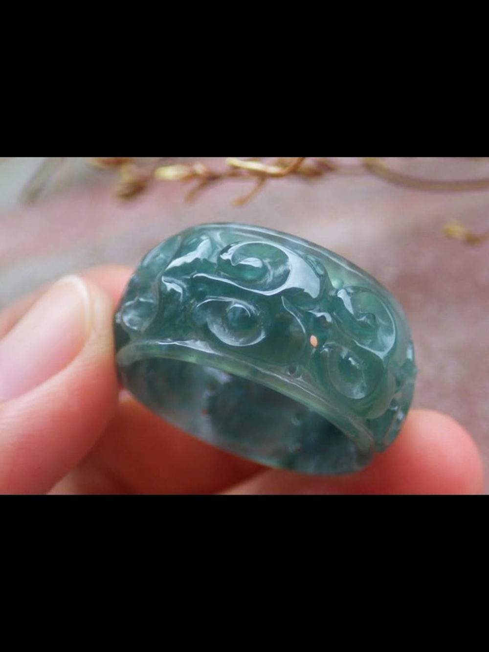 Thick ring size12 ruyi jadeite jade certificate wealth safety